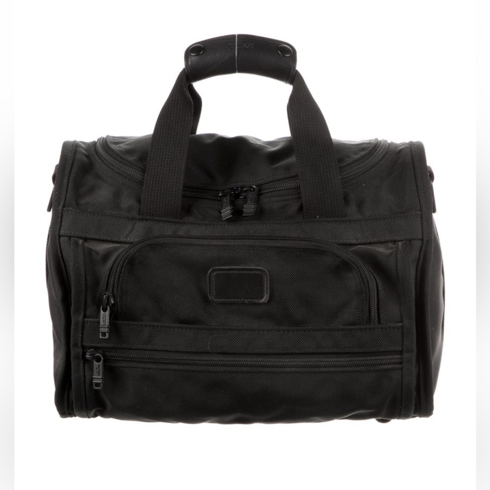 Tumi Black Duffel Bag with Durable Design and Structured Shape